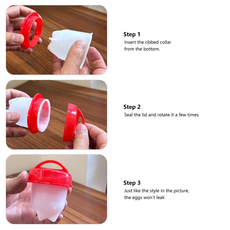 Hard Boiled Egg Maker, 6-Piece Shell-Free Egg Cooker Set, Non-Stick