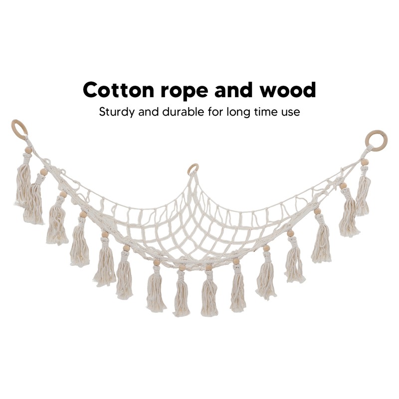 Storage Hammock Triangular Bohemian Style Cotton Rope Weaving Stuffed Animal