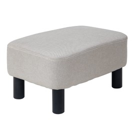 IBUYKE 16.54" Small Footstool, Linen Fabric Pouf, with Padded Seat Pine Wood Legs and Padded Rectangular Stool, for Bedroom, Linen RF-BD213