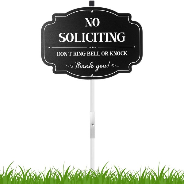 Wonderjune No Soliciting Yard Sign for House with Stake, Don't