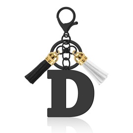 Ximalun Initial Letter Keychain Gifts for Women, A-Z Alphabet Initial Letter Key Chains with Cute Tassel Pendants Stainless Steel Letter Initials Charms for Purse Handbags Car Key Backpack Keyring(D)