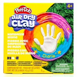 Play-Doh Air Dry Handprint Stone, Includes Reusable Mold, 5 Acrylic Paints, & 5 oz. of Paintable White Clay, Kids Craft Kit, Crafts for Kids Ages 4-8, Art Supplies for Craftrooms and Classrooms