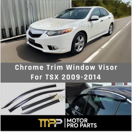 For Acura TSX 2009-2014 Window Vent Visors w/Chrome Trim Wind Rain Sun Deflector