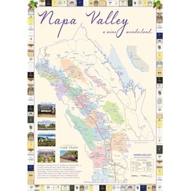 Pictorial Map of Napa Valley - A Wine Wonderland - 16.5 x 23.3 Inches - Paper Laminated