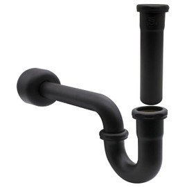 Westbrass CO401-8-62 1-1/4" Brass Bathroom Sink P-Trap with 8" Slip Joint Extension Tube, Matte Black