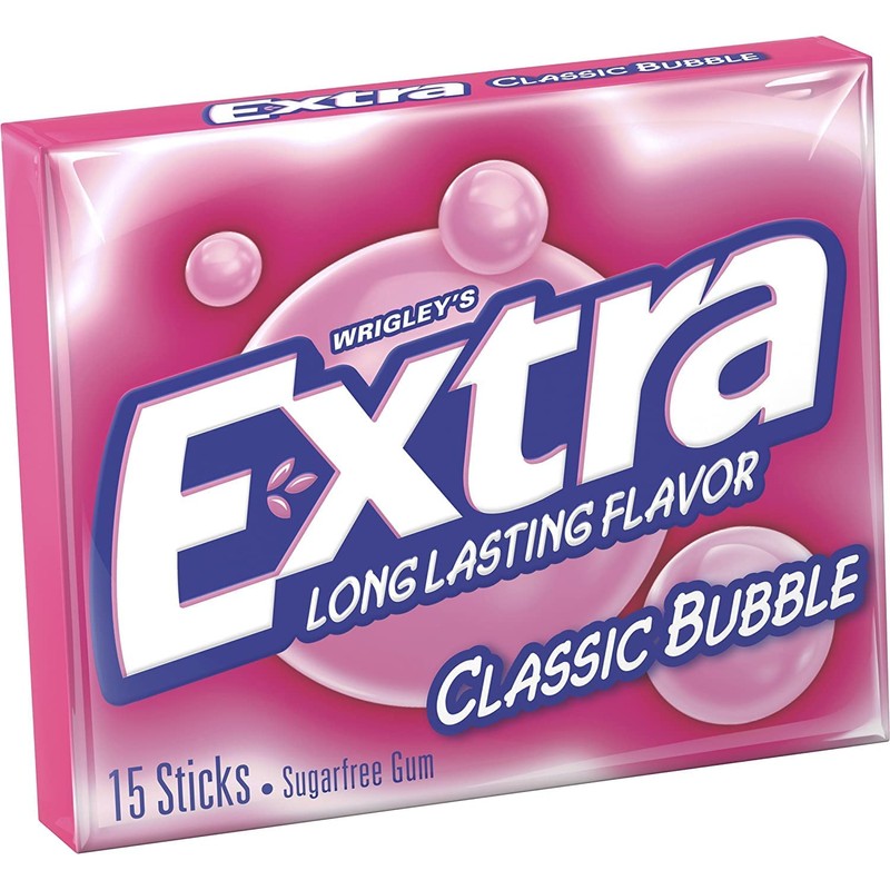 Extra Sugar Free Gum, Classic Bubble, 15 Stick Slim Packs
