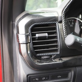 Korlot Carbon Fiber Air Vent Cover AC Outlet Trim kit Interior for Ford F150 2021+