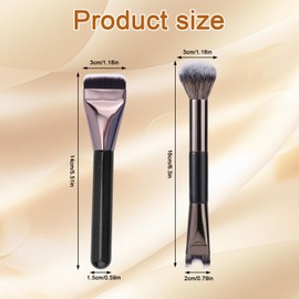 2pcs 2-in-1 Nose Contour Brush Set, Sculpting Dual-End Nose Brushes with Flat Brush Dual Head Makeup Tools for Sculpting and Defining Noses Contour