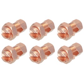 MECCANIXITY Split Bolt Connector Brass Copper 27mm Grounding Clamps with 16mm Matching Hex Nut for Completing Ground Bonding to Bare Wires Pack of 6