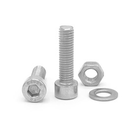 NOLDAR Allen Screws with Cylinder Head Stainless Steel (AISI 304) Including 20 Screws with 20 Nuts and 20 Washers (60 Pieces) - Fully Threaded Screws (M8 x 20 mm)
