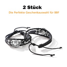 T TAKONE Football Party Bags for Boys, Pack of 2 Football Friendship Bracelets, Best Birthday Gifts for Children Who Love Football, Leather, Glass