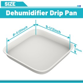 Chiligent Dehumidifier Drip Pan, Hard Plastic Non-Slip Large Drip Tray with Raised Edges, Inner Diameter 9.5" x 9.5" x 2", Perfect for Catching Leaks from Dehumidifier, Mini Fridge, Portable AC