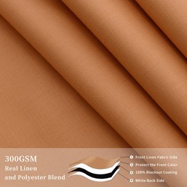 Blackout Curtains 84 Inch Long 2 Panel Sets Orange Linen Curtains for Bedroom Living Room Nursery Sliding Door Rod Pocket Back Tab Top Noise Cancelling Thermal Insulated Farmhouse Drapes 7 Ft