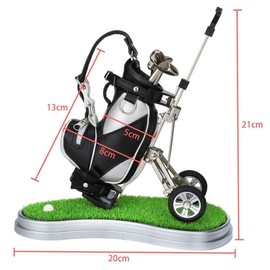 10L0L Golf Pen Holder with 3 Pieces Golf Club Pens Set Unique Golf Desk Decor Gifts Souvenirs for Men - Silver + Black