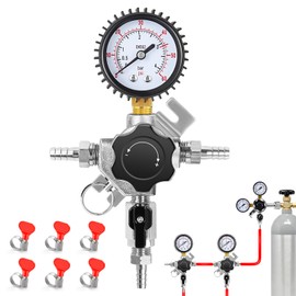 IMAICTUU Beer Secondary Regulator Bar Wall Regulator with 8mm Outlet Barb 0-60psi Co2 Regulator Nitrogen Regulator with 2 Input Barb for Bar,Restaurant Paty