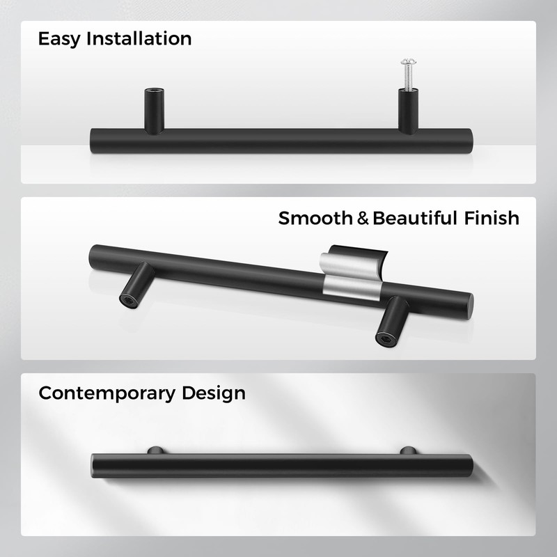 Probrico Black Stainless Steel Kitchen Cabinet T Bar Handle Diameter