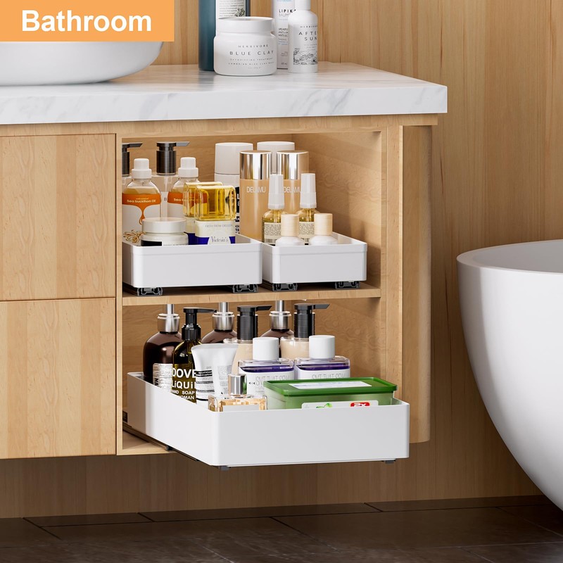 Delamu 3 Pack Pull Out Cabinet Organizer, 15.7"Deep Pull Out