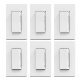 ELEGRP Digital Slide Dimmer Light Switch, Dimmer Switch with Decorative Frameless Design Wallplate for LED/CFL, Incandescent,Halogen Bulbs, Single Pole/3-Way, UL Listed, 6 Pack, Matte White