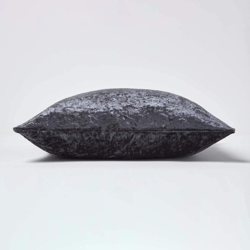 Homescapes Luxury Dark Grey Crushed Velvet Cushion Cover 18 x
