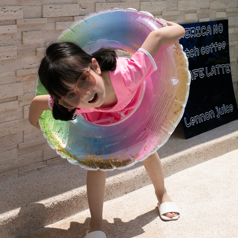 HappyHome Float Ring for Kids, Includes Glitter, Cute, Glitter, Rainbow,