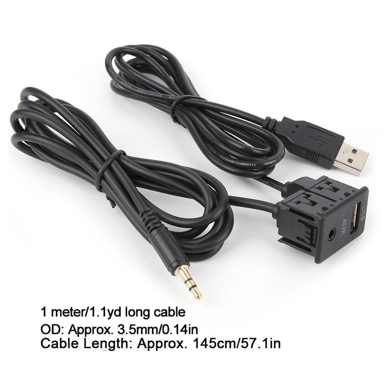 3.5mm AUX Extension Cable Adapter Flush Mount USB Port Headphone