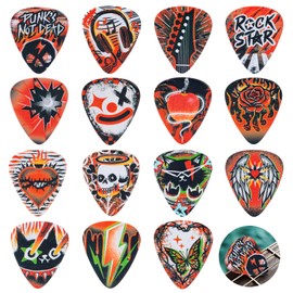 Cobahom 45 Pack Guitar Picks Premium Celluloid Guitar Pick with Velvet Bag Thin Medium Heavy Thickness for Acoustic, Electric Guitar, Bass, 0.46mm, 0.71mm,1mm (Punk)