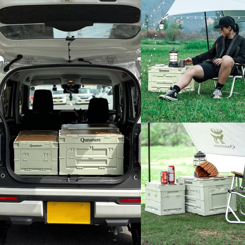QUNATURE Collapsible Storage Bins with Lockable Doors & Removable Cutting