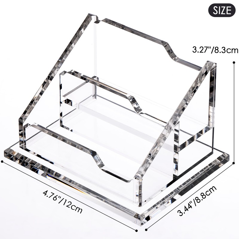 SANRUI Acryl Visitenkartenhalter mit 2 Fächern, transparente und stabile Visitenkarten