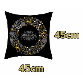 eBoutik - Set of Four Christmas Cushion Covers - Xmas Festive Pillow Decor Designs For Sofa & Beds - Decorative Accessories - Black & Gold