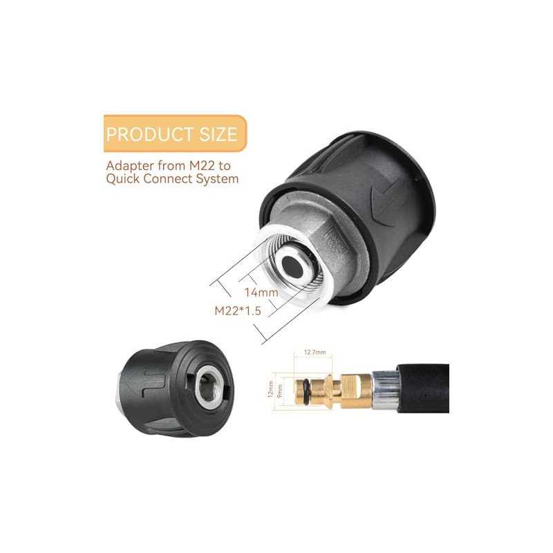 High Pressure Washer Adapter Union A M22 14mm – Quick