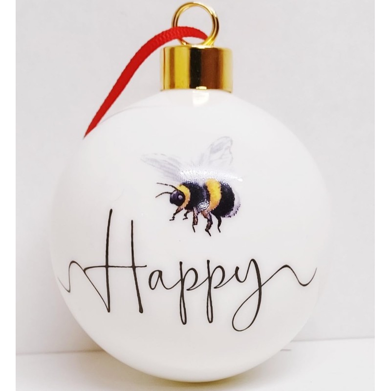 Bee Happy Bauble Fine Bone China 7 cm Gift Boxed