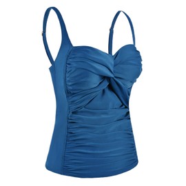 Mycoco Traje de baño acolchado para mujer, parte superior con fruncido, control de barriga, parte superior acolchada, Aquamarine Blue/Cross, 12
