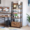 IRONCK Bookshelf with Louvered Doors, 4-Tier Ladder Shelf with Cabinet