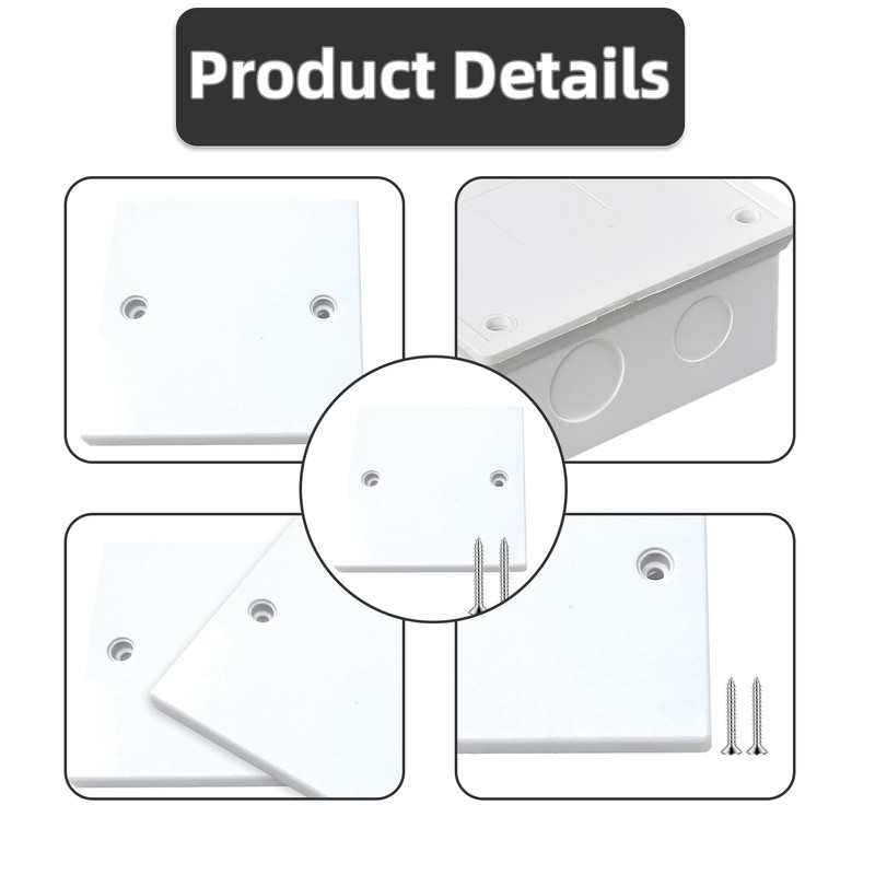 Socket Blanking Plate,Light Switch Blanking Plate with Screws,Standard White Plastic