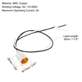 PATIKIL E12 Light Lamp Socket, 4 Pack Candle Candelabra Socket Screw-in Bulbs Base Lamp Holder with 11.8" Wire Leads, White