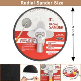 Radial Sander with Pole, 9 Inch Drywall Pole Sander, Wall Sander for Painting Prep, 360 𝑫𝒆𝒈𝒓𝒆𝒆 𝑹𝒐𝒕𝒂𝒓𝒚 Round Circular Hand Sanding Head for Dry Wall and Ceilings+ 25pcs Wall Sanding Discs