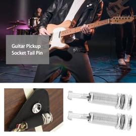 EMSea Cylinder End Pin Output Socket 1/4 Inch 6.35 mm Stereo Barrel End Pin Jack Socket for Guitar Bass Instruments Accessories Silver Pack of 2