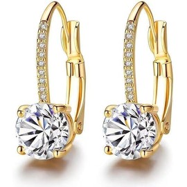 14K Gold Earrings for Women,Gold Dangle Earrings Cubic Zirconia Hoops Leverback Drop Earrings (Dangle) (one size)