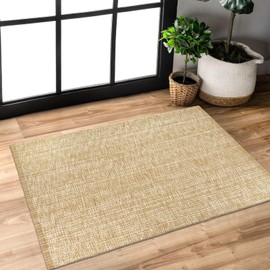 LEEVAN Washable Kitchen Rugs 3x5, Tan/Cream Bedroom Rug, Cotton Woven Entryway Rug, Modern Braided Door Mat, Farmhouse Living Room Rug, Reversible Carpet for Laundry Room Front Porch Outdoor Rug