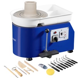 VEVOR VEVOR 11inch Pottery Wheel, 350W Ceramic Wheel Forming Machine, Adjustable 60-300RPM Speed Handle and Foot Pedal Control, ABS Detachable Basin Sculpting Tool Apron Accessory Kit for Work Art Craft DIY