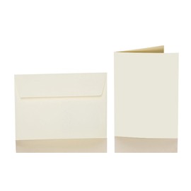 Paper24 25 Blank Folding Cards with Envelopes 120 x 170 mm, Envelopes B6, Double Cards with Envelope Ideal for Birthdays in Soft Cream