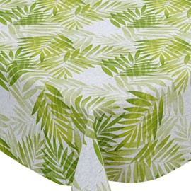 Karina Home Exotic Palm Leaves Green Wipe Clean Tablecloth Vinyl PVC Table Cover Wipeable Plastic Table Cloth 200cm x 140cm