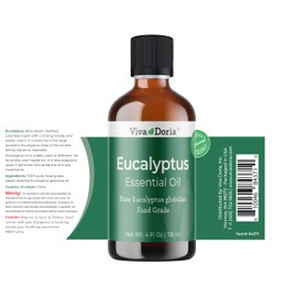 Viva Doria Eucalyptus Essential Oil, Food Grade, 118 ml (4 Fl Oz) | 100% Pure & Natural Eucalyptus Globulus | Aromatherapy Oil for Diffuser, Steam, and Massage