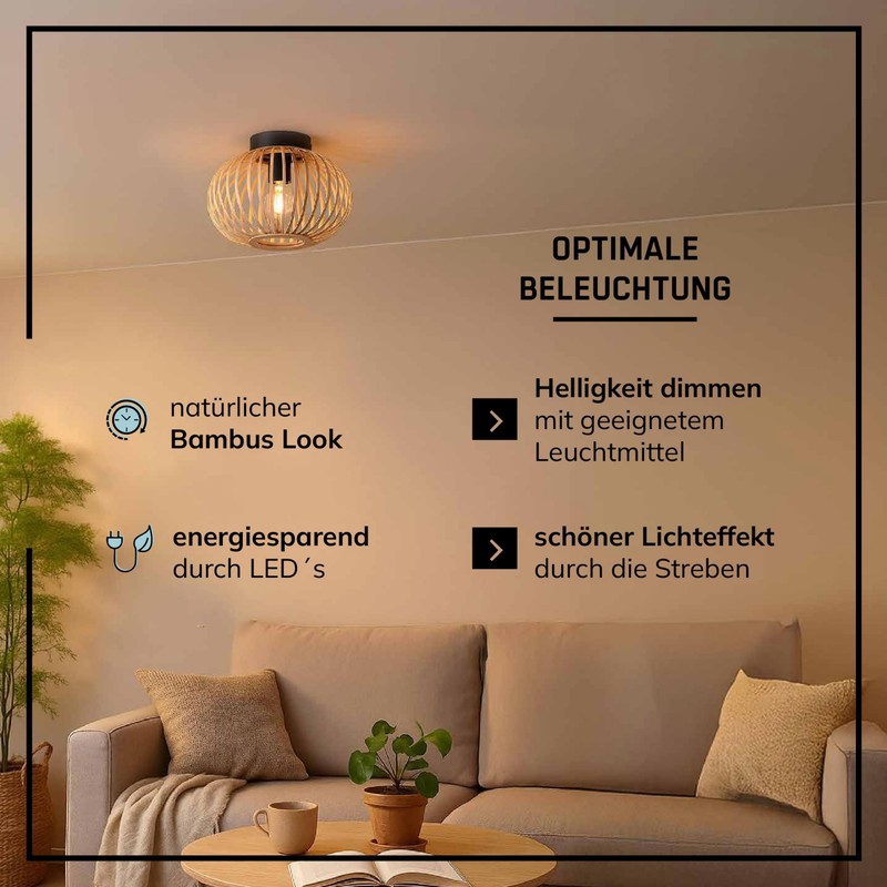 Lightbox Ceiling Light with Bamboo Grid - Ceiling Light Diameter
