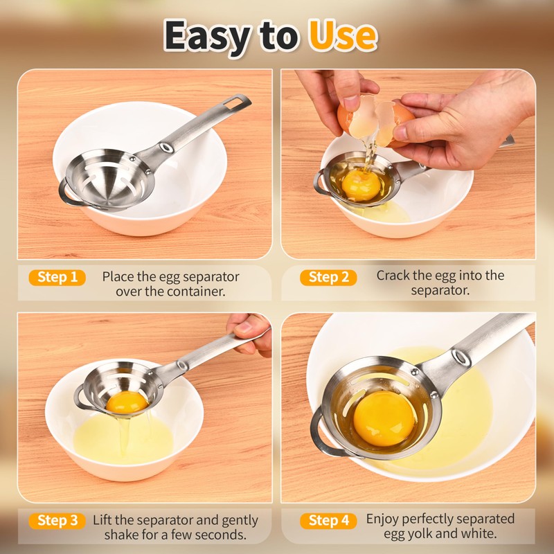 BooMetCheer Stainless Steel Egg Yolk White Separator for Raw Eggs,6-Hole