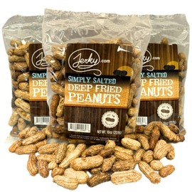 Jerky.com Deep Fried Peanuts Salted 3 Pack - Salted Peanuts in Shell Bulk - Inshell peanuts salted & roasted for Human - USA Grown, Perfect Snack Food (30oz Total)