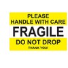 ClearZip 2" x 3" Yellow Fragile Stickers, 50 Pack
