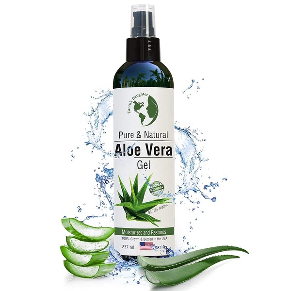 Organic Aloe Vera Gel from 100% Pure and Natural Cold Pressed Aloe - Great for Face - Hair - Acne - Sunburn - Bug Bites - Rashes - Eczema - 8 oz.