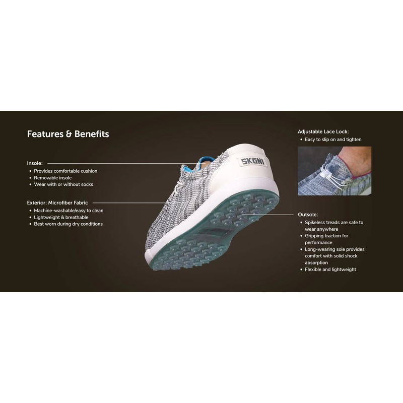 SKONI Men's Golf Shoe (Gray/Pink, 14)