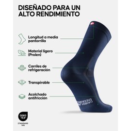 DANISH ENDURANCE Calcetines de Ciclismo Altos para Hombres y Mujeres Multicolor (1x Azul, 1x Blanco/Rayas, 1x Negro) M 3-pack